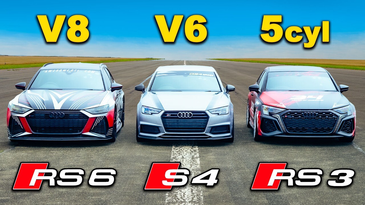Три доработанных Audi разных моделей устроили гонку по прямой